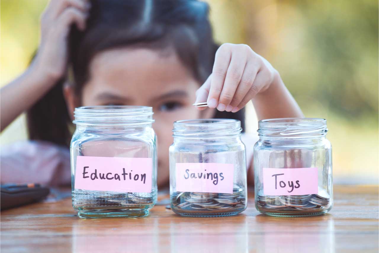child saving some money